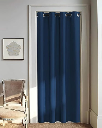 NICETOWN Door Curtain for Closet Doors 80 Inches Long 1 Panel, Blackout Doorway Curtain for Open Closet Bedroom, Room Divider Living Room for Privacy (Moroccan Blue, 1 Panel, 46W x 80L)