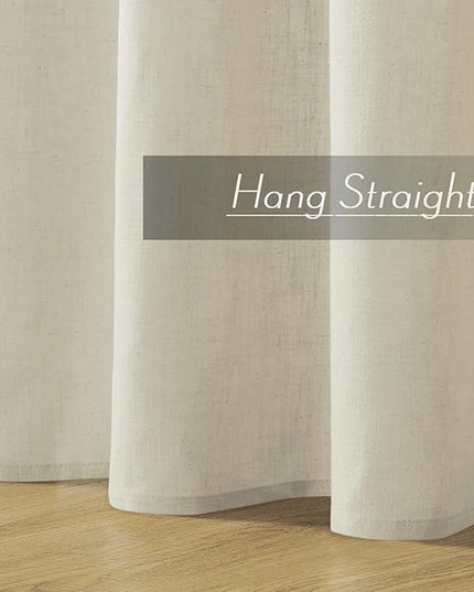 Joydeco Linen Curtains, 90 Inch Length, 2 Panels Set for Living Room, Light Filtering