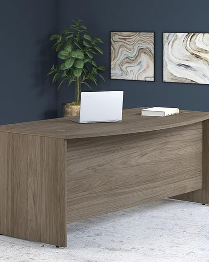 Bush Business Furniture Studio C Bow Front Desk, 72W x 36D, Modern Hickory