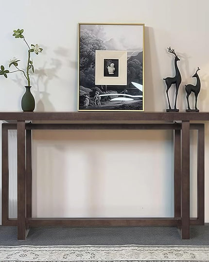 LKTART 59.05-Inch Long Behind Couch Sofa Table for Living Room, Farmhouse Console Table with Storage, Narrow Accent Entryway Tables for Hallway Entrance Foyer (Espresso)