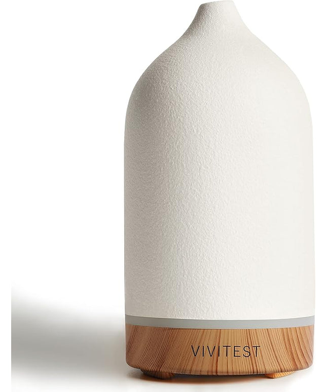 VIVITEST 200ML Ceramic Essential Oil Diffuser,Stone Essential Oil Diffuser,Ultrasonic Aromatherapy Diffusers for Home