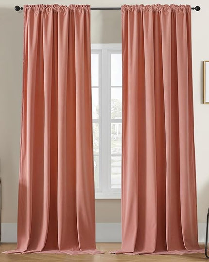 Joydeco Pink Velvet Curtains 84 inch Length 2 Panels, Luxury Blackout Rod Pocket Thermal Insulated Window Curtains, Super Soft Room Darkening Drapes for Living Dining Room Bedroom,W52 x L84 inches