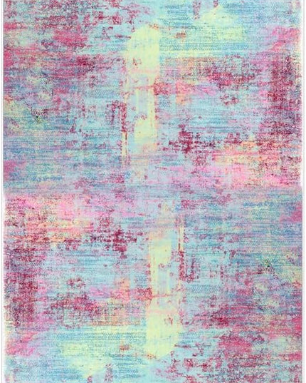 IOHOUZE Abstract Runner Rug 3x8 Ft Washable Runners for Hallways, Non Slip Kitchen Runner Printed Faux Wool Entryway Runner Indoor, Modern Abstract Floor Carpet for Hall Kitchen Bedroom, Pink Teal