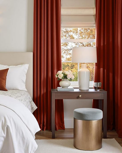 Lazzzy Orange Velvet Curtains Blackout Thermal Insulated 84 Inch Long Fall Curtains for Living Room Window Drapes for Bedroom Super Soft Luxury Grommet Window Treatment 2 Panels, Rust Red