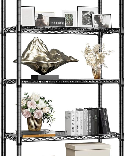 1250 lbs 5 Tier Shelf Metal Storage Shelves Shelving Wire Rack Heavy Duty Closet Organizers for Garage Kitchen Bathroom Laundry Black 15.7" D x 33.5" W x 68.5" H
