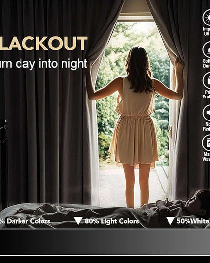 H.VERSAILTEX Blackout Grey Curtains for Bedroom/Living Room, 52" Wide x 63" Long Each Panel,Grommet Top (Set of 2 Panels)