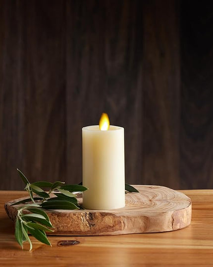 Luminara Classic Slim Flameless LED Candle, Ivory 2" x 4.5, Battery Operated Moving Flame Pillar w/Timer, Safe Realistic Wax Candle, Home Decor