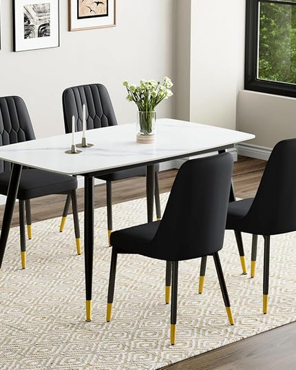 50'' Dining Table Set for 4, Dining Room Sets for 4, Sintered Stone Dining Table Chairs Set of 4, Easy to Assemble，Suitable for Small Spaces