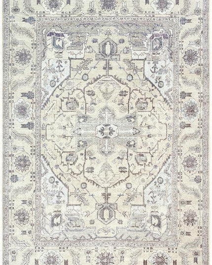 GLN Rugs Bohemian Collection - Machine Washable Area Rug, Bohemian Vintage, Non Slip, Low Pile Chenille Rug, Living Room, Bedroom, Bathroom Rug (7'10"x10' Beige and Gray)