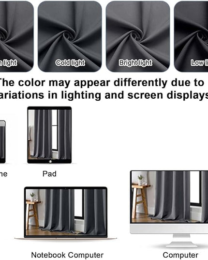 Gwine Charcoal Grey Blackout Curtains for Bedroom 54 Inches Long, Thermal Insulated Room Darkening Curtains for Living Room Each 40" Wx54 L, 2 Panels
