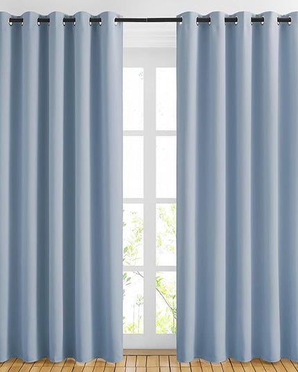 NICETOWN Blackout Curtains & Drapes 84 inch Long - Grommet Window Treatment Thermal Insulated Solid Grommet Blackout Curtains for Bedroom/Living Room (Vintage Blue, Set of 2, W66 x L84)