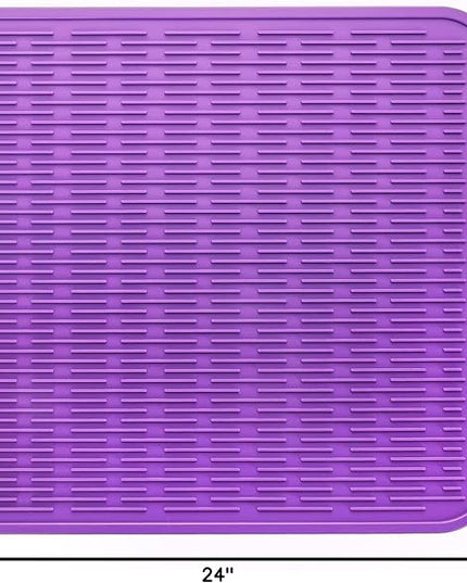 Silicone Dish Drying Mat for Multiple Usage,Easy clean,Eco-friendly,Heat-resistant Silicone Mat for Kitchen Counter or Sink,Refrigerator or Drawer Liner Purple 2XL 24 inches x 18 inches