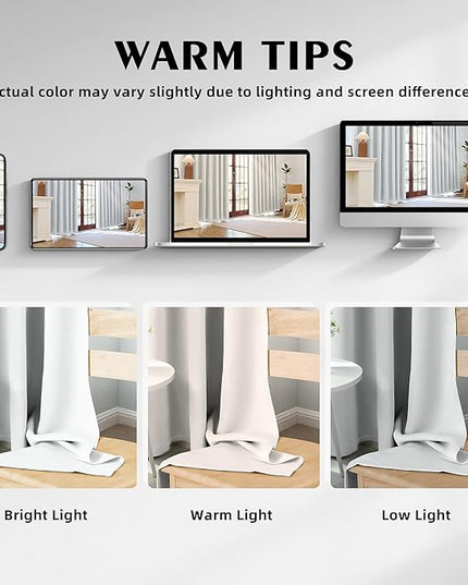 Room Darkening Curtains 72 Inch Length for Bedroom Living Room, Insulated Thermal Grommet Curtain Drapes, Blackout(60-90%,Not 100%) Window Treatment Decor, 2 Panels, 52x72, GreyishWhite
