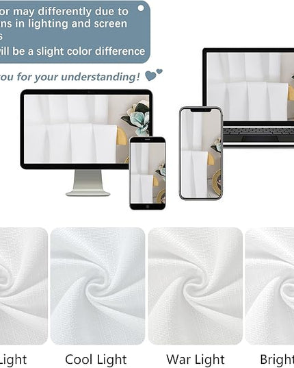 Chyhomenyc White Curtains 72 Inches Long 2 Panels for Living Room, Light Filtering Faux Linen Textured Soft Bedroom Window Curtains, Thick Farmhouse Home Decor Grommet Drapes, 40Wx72L, 2PCS