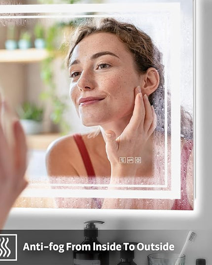 24" x 36" Frontlit & Backlit LED Bathroom Mirror, Frameless Vanity Wall Mirror with CRI90 Dimmable 3-Color Lighting, Anti-Fog, Memory, Plug-in/Hardwired Installation, ETL & UL Certified