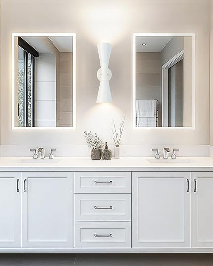 Modern Indoor Wall Sconce, Light Up and Down White Wall Sconce, Mid Century Indoor Wall Light Fixture, Hardwired Wall Mounted Lamp for Living Room, Bathroom, Bedroom, Hallway, 18 Inch