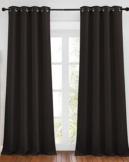 NICETOWN Toffee Brown Room Darkening 102 inch Curtains, Grommet Thermal Curtains Weighted Window Treatments for Living Room/Farmhouse, W46 x L102, 2 Panels