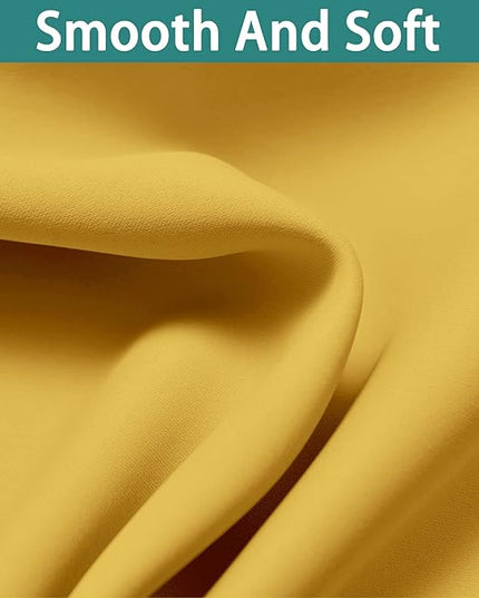 Yakamok Thermal Insulated 100% Blackout Curtains for Bedroom, Double Layer Full Room Darkening Noise Reducing Grommet Curtains, Heat Blocking Drapes for Living Room(52Wx63L, Mustard Yellow, 2 Panels)