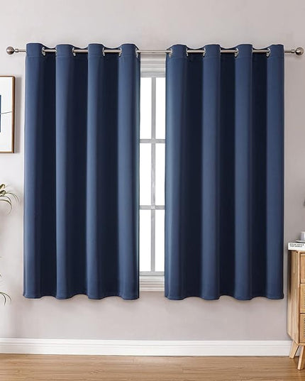 ChrisDowa Grommet Blackout Curtains for Bedroom and Living Room - 2 Panels Set Thermal Insulated Room Darkening Curtains (Stone Blue, 52W x 45L)
