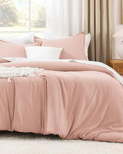 Litanika Blush Pink Comforter California King Size, 3 Pieces Cal King Lightweight Solid Bedding Comforter Set, All Season Fluffy Bed Set (104x96In Comforter & 2 Pillowcases)