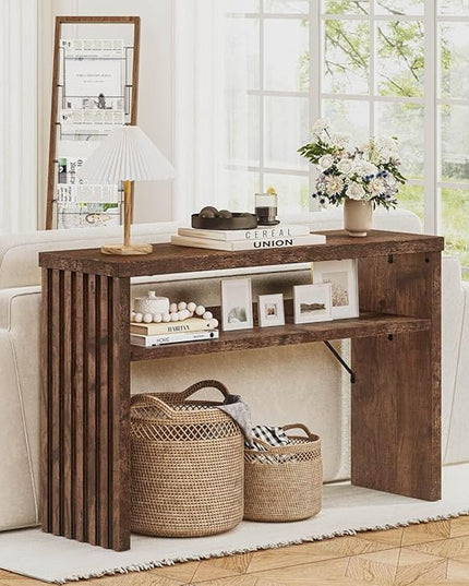 BON AUGURE Entryway Table, Console Table Behind Couch, Wood Sofa Tables with Shelf for Living Room, Farmhouse Entry Tables for Hallway Foyer (Rustic Oak, 47 Inches)