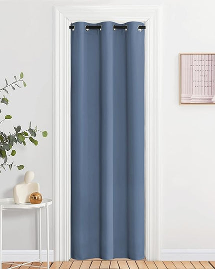 NICETOWN Stone Blue Blackout Curtains for Living Room - Window Treatment Energy Saving Thermal Insulated Room Darkening Solid Grommet Panels for Bedroom (2 Panels, W37 x L84)