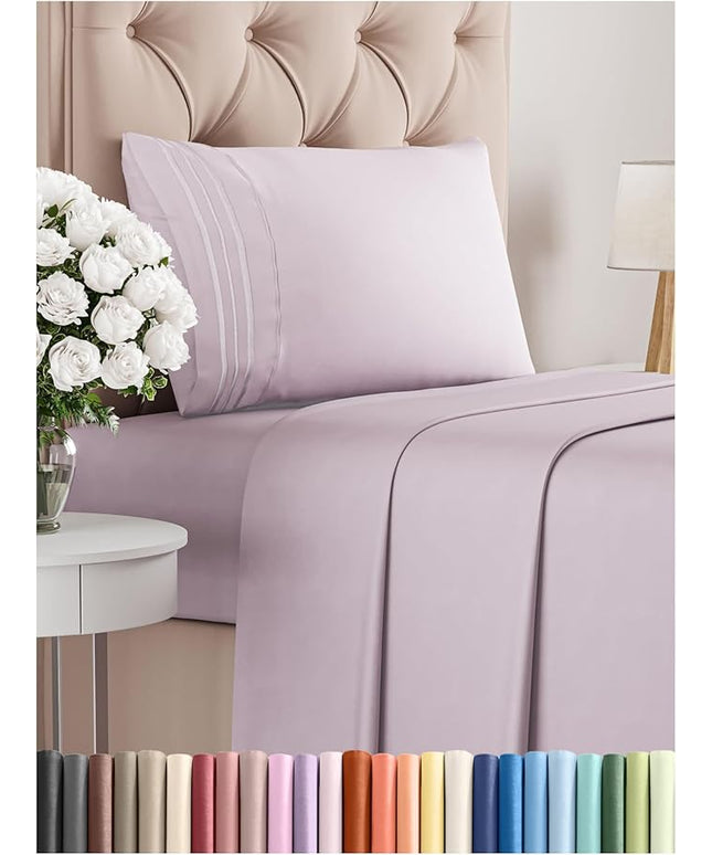 Twin XL Size 3 Piece Sheet Set - Comfy Breathable & Cooling Bed Sheets Set - Hotel Luxury Bedding for Women, Men, Kids, Teens, Boys & Girls - Deep Pockets and Wrinkle Free - Oeko-Tex - Light Lavender