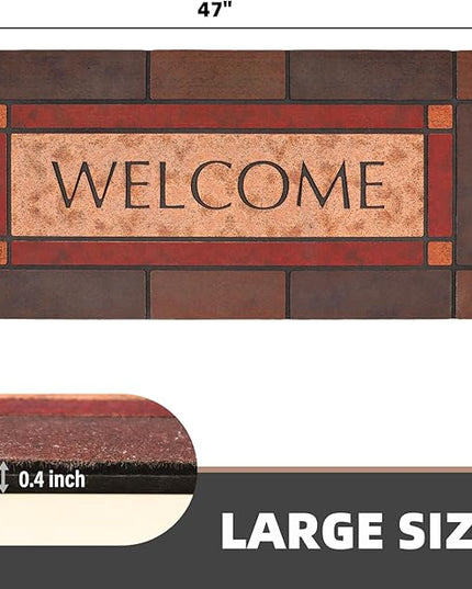 Large 47"x22" Heavy Duty Welcome Mat Outdoor with Non-Slip Rubber Backing - Durable Outdoor Door Mat for Front Door Entrance, Garage, Patio & High Traffic Areas（Welcome - Style3）