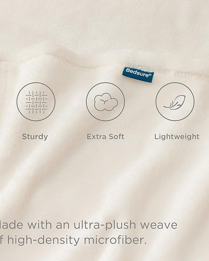 Bedsure GentleSoft Fleece Blankets Queen Size Cream - Bed Blanket Soft Lightweight Plush Fuzzy Cozy Luxury Microfiber, 90x90 inches