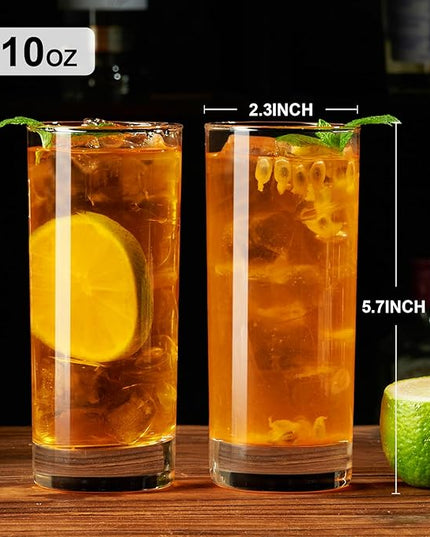 PARACITY Highball Glasses Set of 2, Drinking Glasses 10 Oz, Clear Glass Cups, Tall Tumbler Water Glasses, Glassware Set for Cocktail, Coffee, Mojitos