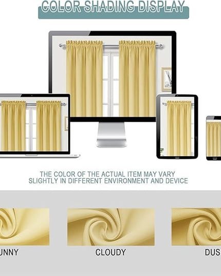 DWCN Blackout Curtains for Bedroom – Rod Pocket Thermal Insulated Noise Reducing Noise Reducing Drapes for Living Room, W 42 x L 63 Inch, 2 Panels, Light Yellow