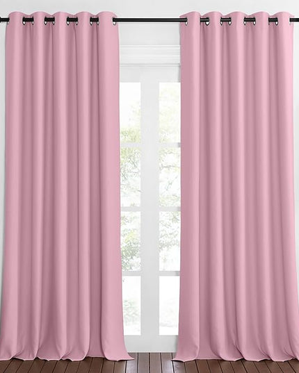 NICETOWN Blackout Curtain Drape for Bedroom - Light Reducing Thermal Insulated Solid Grommet Room Darkening Window Curtain 90 inches Long for Living Room (Rouge Pink, 1 Piece, W66 x L90)