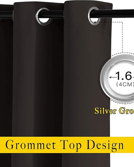 NICETOWN Toffee Brown Curtains 102 inches Long - Grommet Thermal Insulated Solid Blackout Curtains & Drapes Privacy Sound Reducing for Bedroom/Living Room (W66 x L102, 2 Panels)