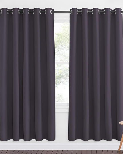 NICETOWN Greyish Purple Blackout Curtains for Bedroom 72 Inches Long, Thermal Insulated Room Darkening Grommet Window Curtains for Living Room Nursery, 66 inch x 72 inche, 1 Panel