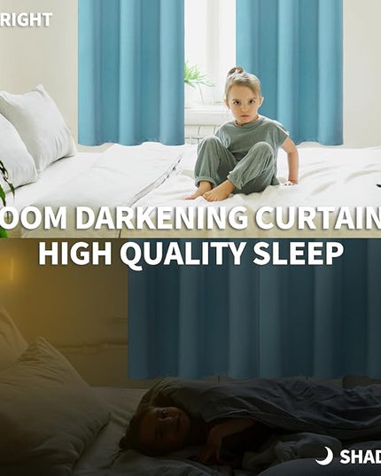 BGment Blackout Curtains - Grommet Thermal Insulated Room Darkening Bedroom and Living Room Curtains, Set of 2 Panels (52 x 63 Inch, Aqua)