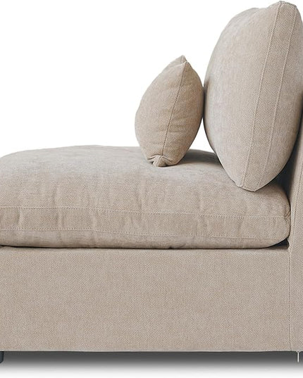 WJShome Modern Middle Module Couch for Living Room, Cushion Covers Removable, Minimalist Comfy Breathable Sofa