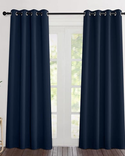 NICETOWN Navy Blackout Curtains 84 inch Length 2 Panels, Grommet Thermal Insulated Window Treatments Light & Sound Reducing Drapes for Living Room/Bedroom, W46 x L84