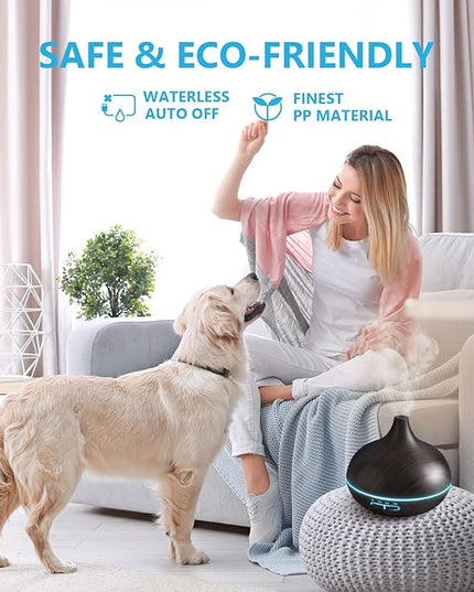 Diffusers for Essential Oils Large Room, 550ml Essential Oil Diffusers with Remote Control, Ultrasonic Oil Diffuser with Timer, 7 Colors Light for Bedroom
