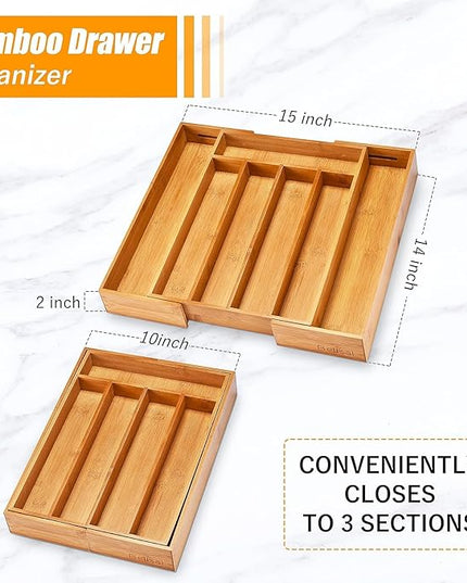 Kitchen Silverware Drawer Organizer and Storage Flatware Cutlery Utensil Holder Spice Rack Containers Bathroom Counter Cabinet Office Desk Makeup Drawer Tray Kitchen and Dining Tools Decor Accessories