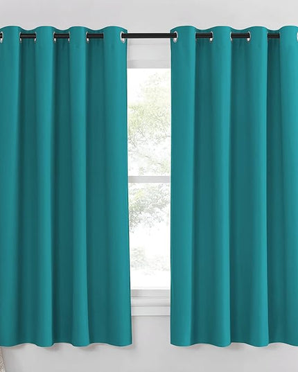 NICETOWN Blackout Peacock Teal Curtain & Drape for Bedroom - Grommet Top Thermal Insulated Room Darkening Energy Saving Privacy Drapes for Night Shift, 1 Piece, W52 x L63