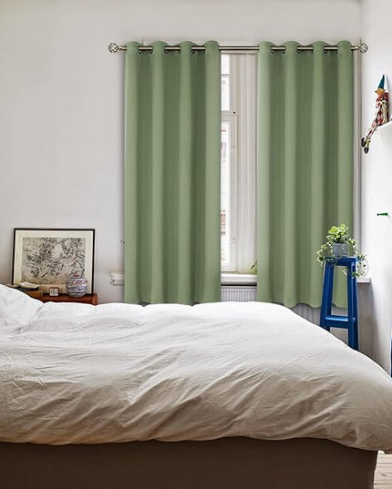 BGment Room Darkening Curtains 63 Inches Long - Grommet Thermal Insulated Drapes Window Treatment Curtains for Bedroom, 2 Panels, 52 x 63 Inch, Grass Green