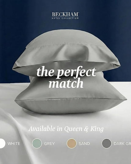 Beckham Hotel Collection Bed Pillows with Cotton Pillowcases King Size Sets of 2, Soft Down Alternative Pillows for Sleeping, Open End Cases for Easy Changing, Dark Gray