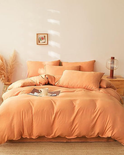 Luxlovery Peach Comforter Set Queen Peachy Pink Bedding Comforter Set Orange Pink Modern Solid Light Orange Blanket Quilts Candy Color 3 Piece Bedding Set for Queen Bed