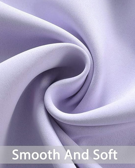 Yakamok Blackout Curtains Room Darkening Thermal Insulated Window Panels,Solid Grommet Top Drapes for Bedroom/Living Room(52Wx90L, Lilac, 2 Panels)