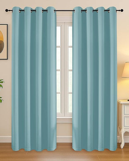 Simplebrand Aqua Curtains for Bedroom Living Room 72 Inches Long 2 Panels Set, Room Darkening Thermal Insulated Curtains & Drapes, Solid Grommet Noise Reducing Window Treatment, W50 x L72 Inch