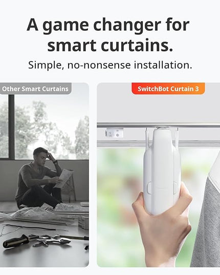 SwitchBot Automatic Curtain Opener with Remote - Bluetooth Remote Control Smart Curtain with App, Upgraded High-Performance Motor, Add SwitchBot Hub to Work with Alexa, Google Home, HomeKit (Curtain 3
