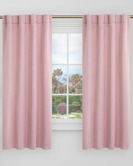 BGment Baby Pink Blackout Curtains 60 Inches Long for Girls Room - 34 x 60 inch Curtains Thermal Insulated Room Darkening Soundproof Rod Pocket and Back Tab Drapes for Bedroom, 2 Window Panels Set