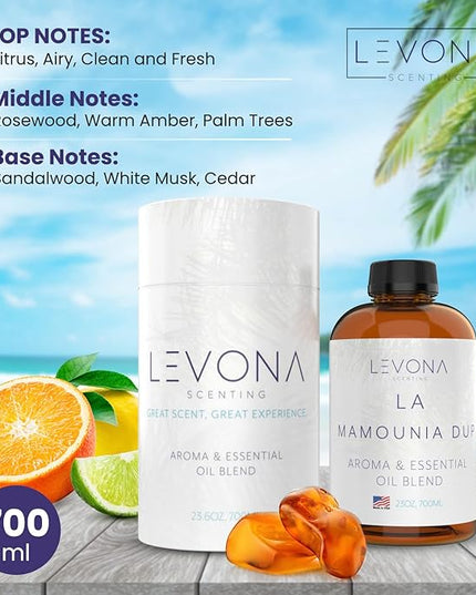 Levona Scent Aroma Diffuser Oil: Oil Diffuser Essential Oils for Diffusers for Home Luxury Scents - La Mamounia Dup Fragrance Oil - Clean & Fresh with Notes of Citrus, Rosewood, Amber & Pine -700 Ml