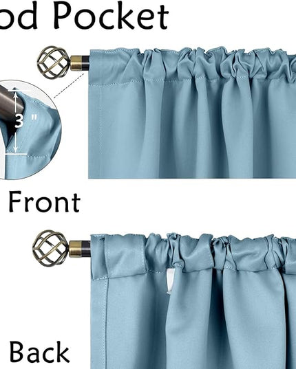 BGment Rod Pocket and Back Tab Blackout Curtains for Bedroom - Thermal Insulated Room Darkening Curtains for Living Room, 2 Window Curtain Panels (52 x 95 Inch, Greyish Blue)