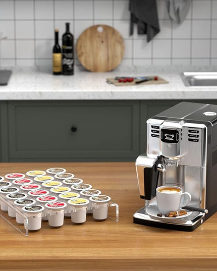 AITEE Acrylic K Cup Drawer Organizer, Clear K Cup Organizer Tray for Drawer or Countertop Storage, Hold 24 Coffee Capsules,K Cup Coffee Pod Holder for Office and Kitchen K Cup Storage (9.6x13.2Inches)